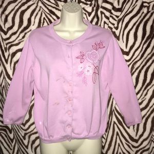 Covington pink cardigan stained 💕